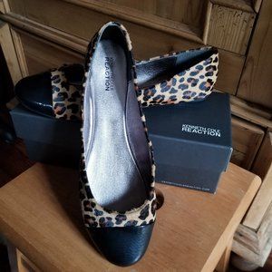 KENNETH COLE REACTION FUR, BLACK & LEOPARD FLATS